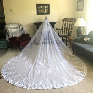 Handmade White Cathedral Veil